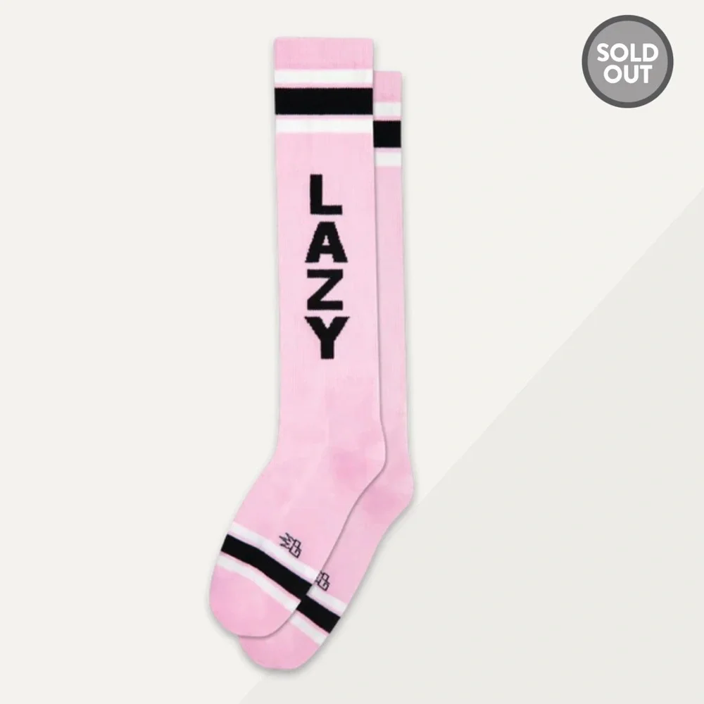 GUMBALL POODLE “Lazy” Tall Athletic Knee Socks - Size OSFM - Pink/Black NWT